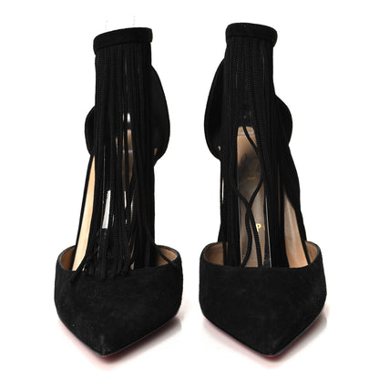 Christian Louboutin Veau Velours Fringe Courtain 100 Pumps 39.5 Black 2 of 7
