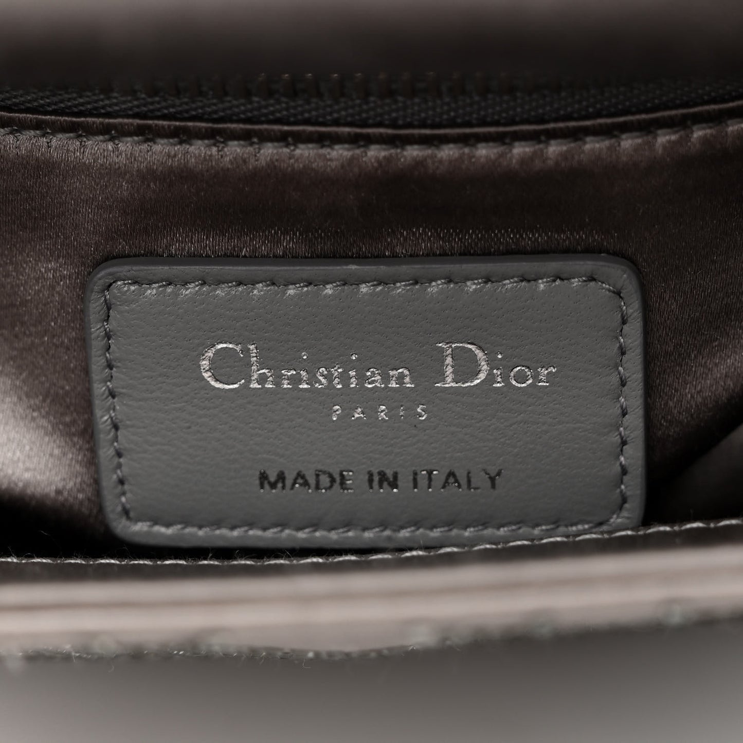 Satin Crystal Cannage Mini Lady Dior Gray
