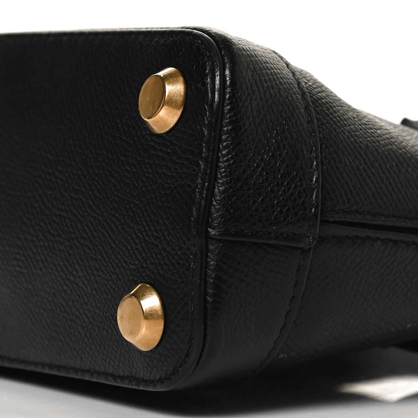 Signature Grained Calfskin XXS Ville Top Handle Bag Black White