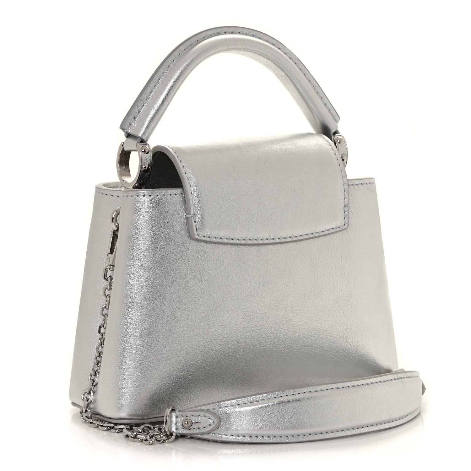 Louis Vuitton Metallic Calfskin Mini Capucines Silver 2 of 8