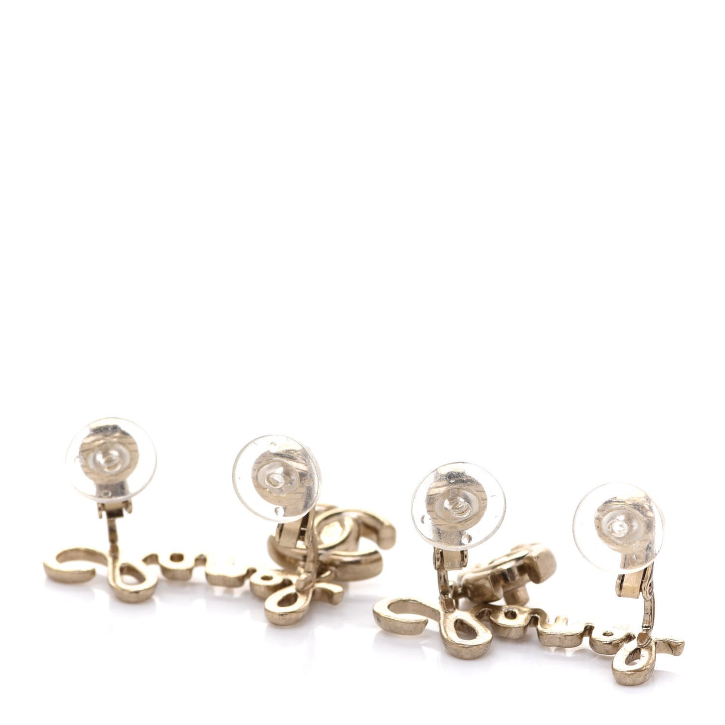 Metal CC Turnlock Climber Clip On Earrings Gold