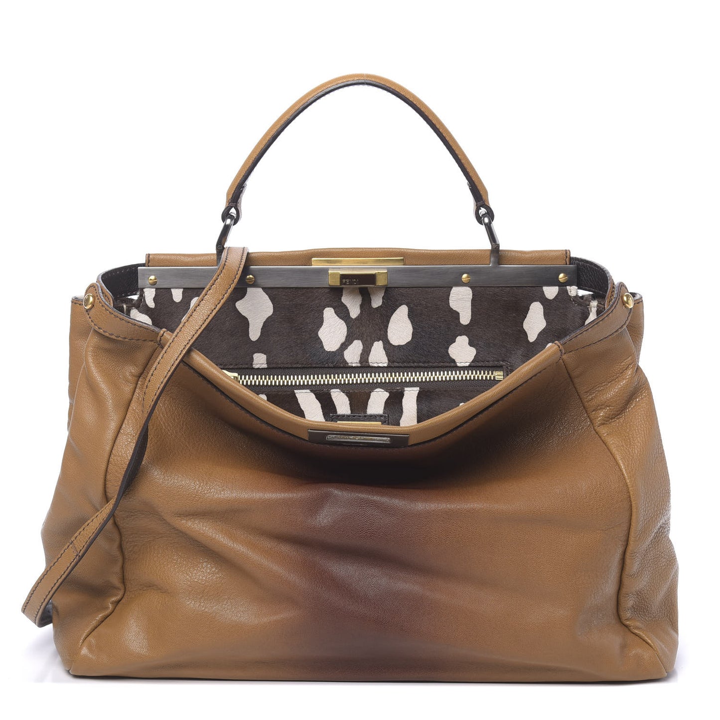 Goatskin Calf Hair Large Peekaboo Iconic Satchel Cuoio Moro
