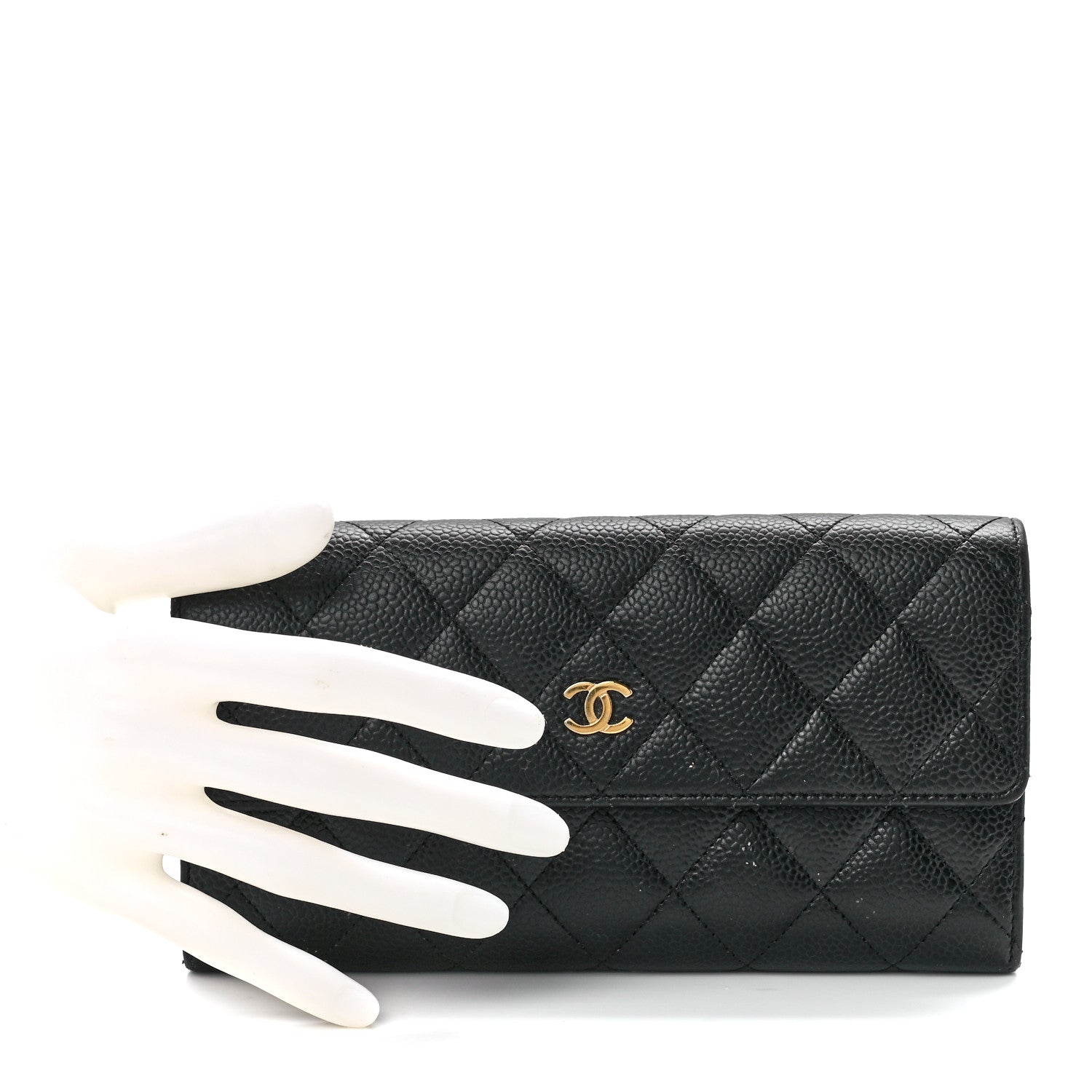 Chanel Caviar Quilted Large Gusset Flap Wallet Black 2 of 12