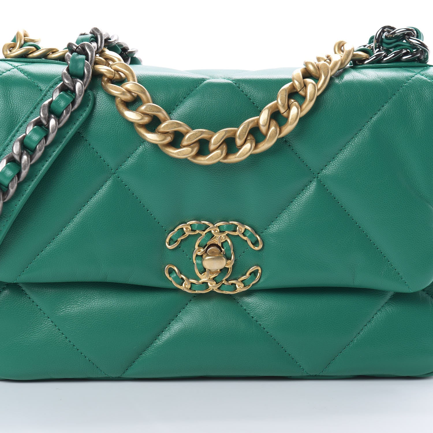 Chanel Lambskin Quilted Medium 19 Flap Green 8 of 11