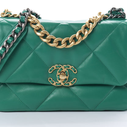 Chanel Lambskin Quilted Medium 19 Flap Green 8 of 11