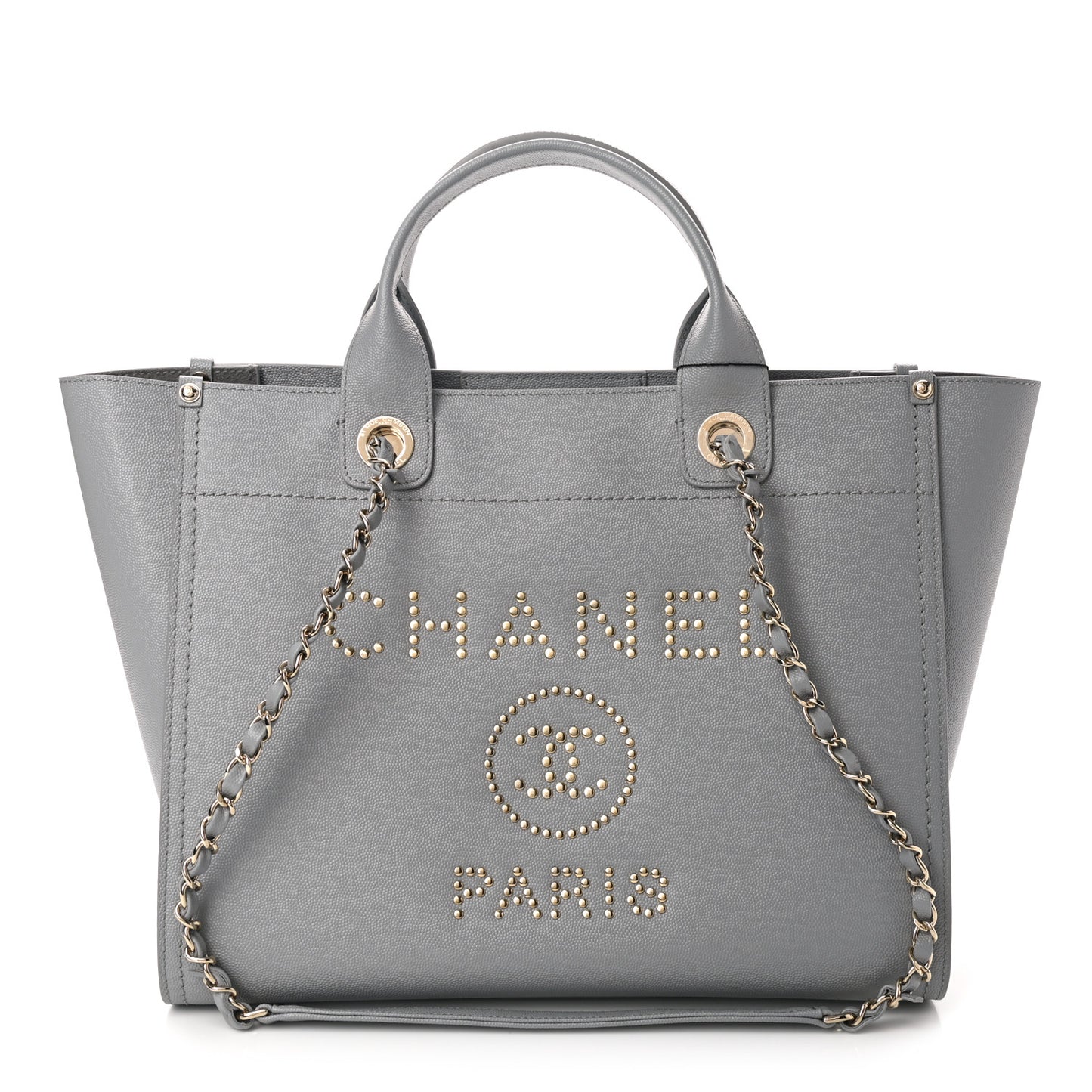 Caviar Studded Small Deauville Tote Grey