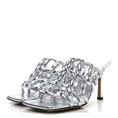 Bottega Veneta Reflection Weave Stretch Sandals 39 Silver 4 of 9