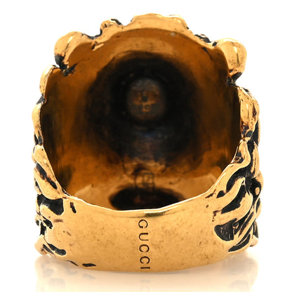 Gucci Metal Lion Head Ring 63 10.25 Aged Gold 3 of 4