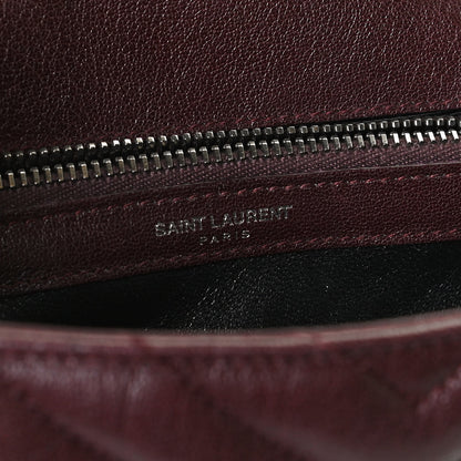 Saint Laurent Sheepskin Matelasse Chevron Monogram Medium College Bag Amaranto 6 of 14