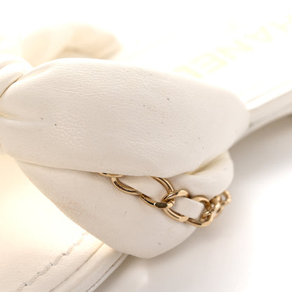 Chanel Lambskin Chain CC Thong Sandals 35 White 10 of 12