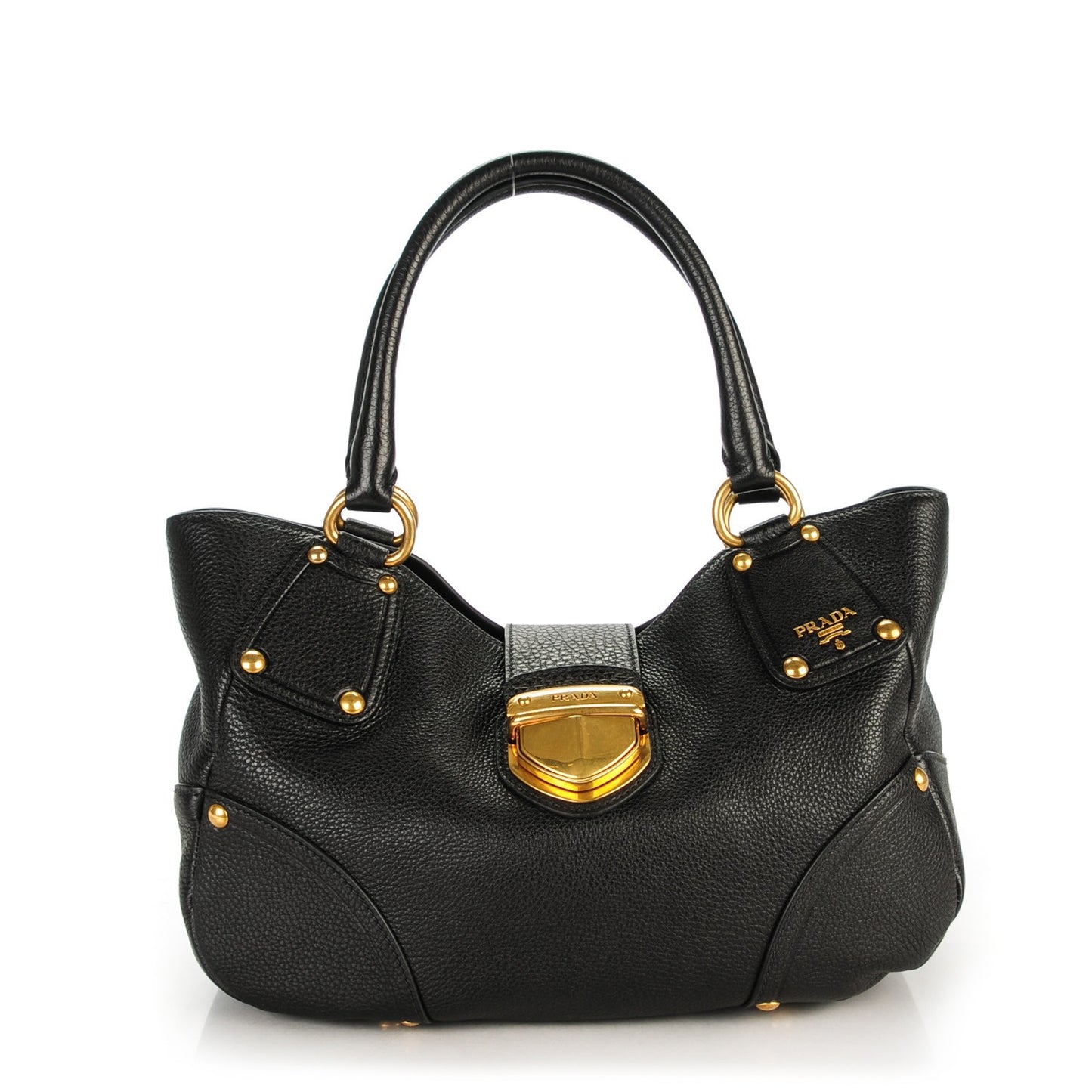 Vitello Daino Pushlock Tote Black