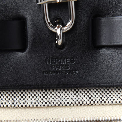 Hermes Vache Hunter Toile H Pegase Pop Herbag Zip Retourne 31 PM Bleu Indigo Ecru Black 8 of 8
