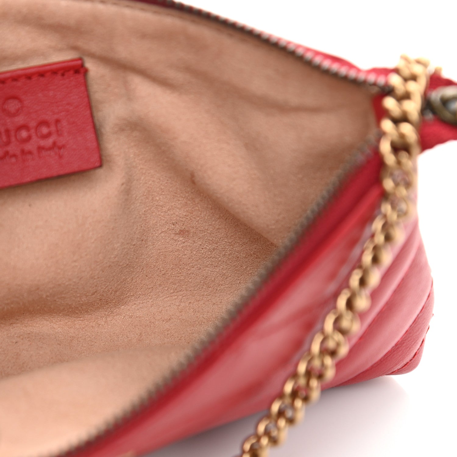 Gucci Calfskin Matelasse Mini GG Marmont Chain Bag Hibiscus Red 8 of 10