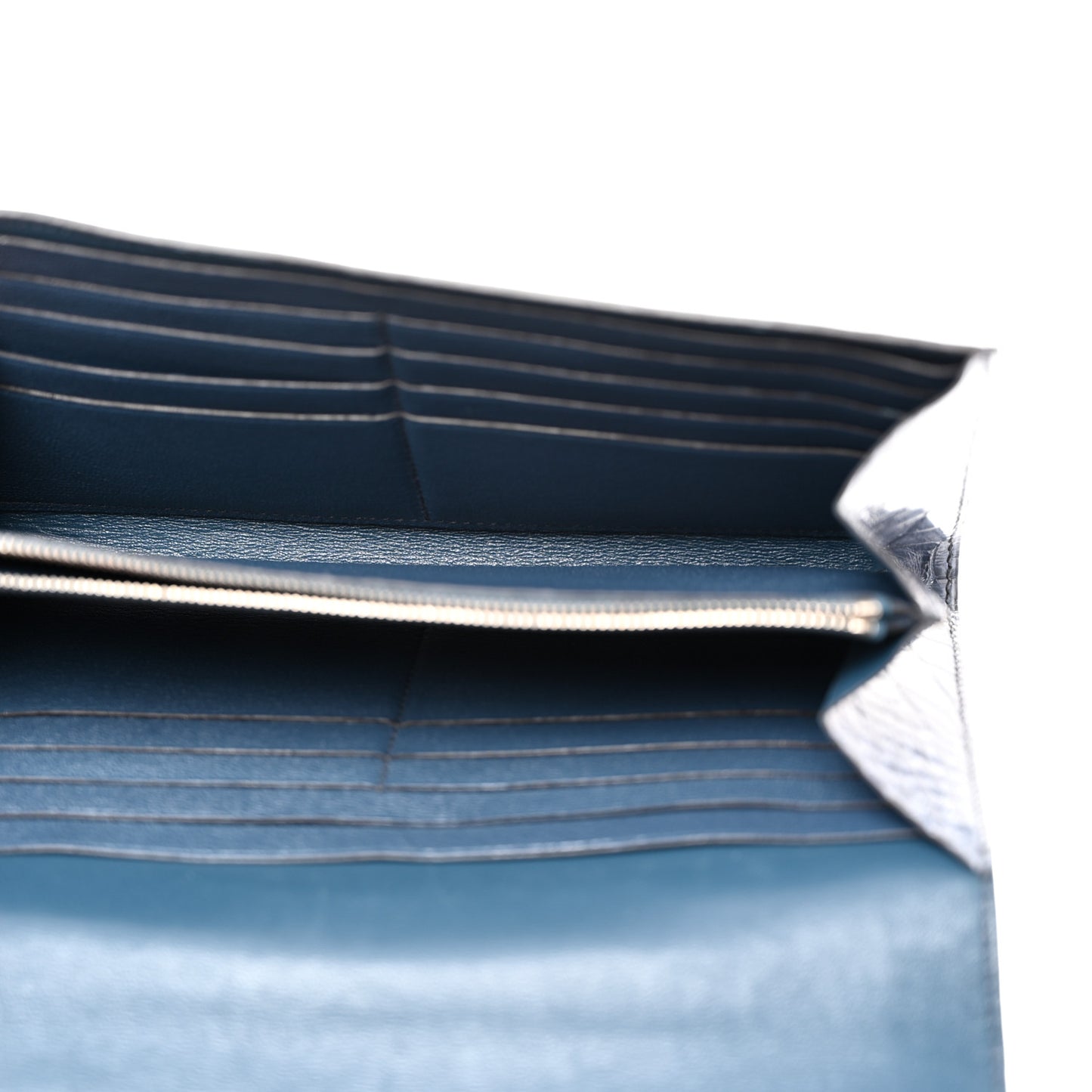 Shiny Alligator Constance Long Wallet Blue Jean
