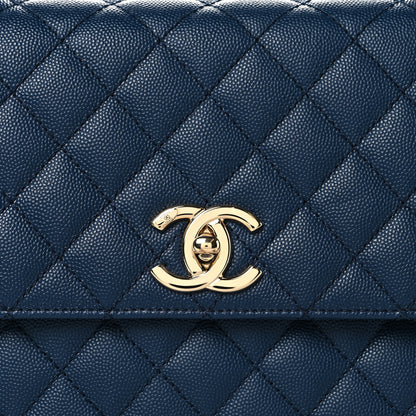 Chanel Caviar Lizard Embossed Quilted Small Coco Handle Flap Dark Blue 8 of 11