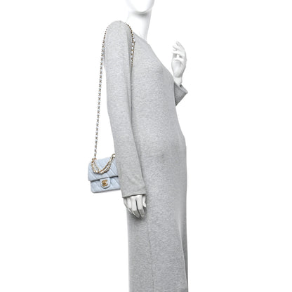 Chanel Shiny Lambskin Quilted Pearl Twist Mini Square Flap Light Blue 2 of 10
