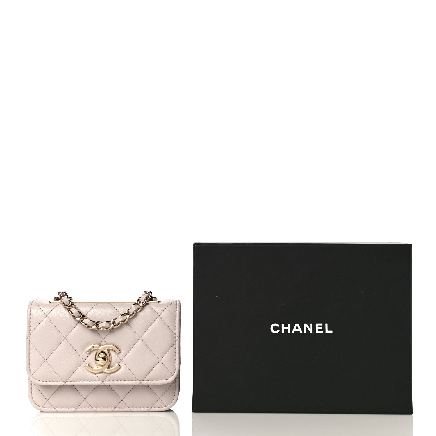 Chanel Lambskin Quilted Trendy CC Card Holder On Chain Light Pink 13 of 13