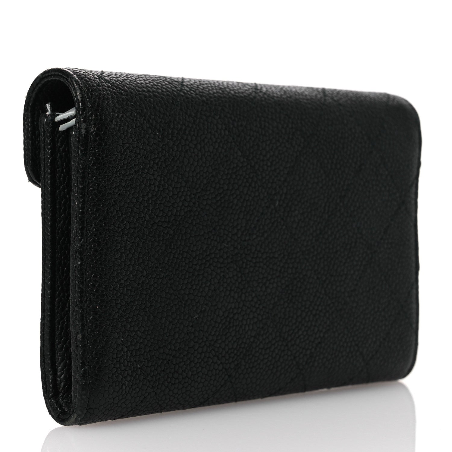 Chanel Caviar Quilted Thread CC Compact Flap Wallet Black 3 of 14