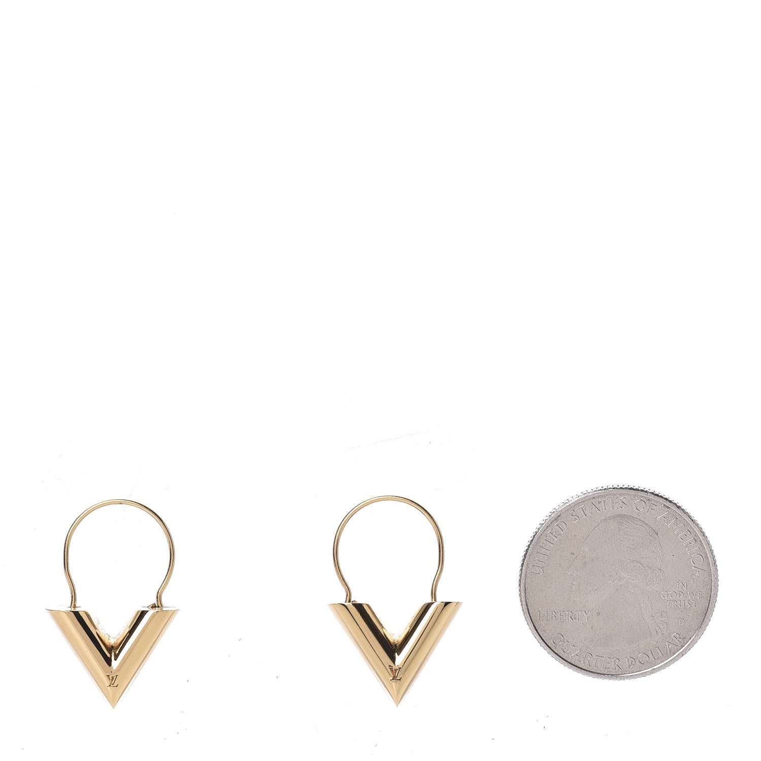 Louis Vuitton Brass Essential V Hoop Earrings Gold 2 of 4