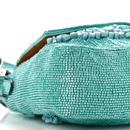 Fendi Rolling Stone Vitello Seta Bead Embroidered Re-Edition Baguette Spring Turquoise 8 of 9