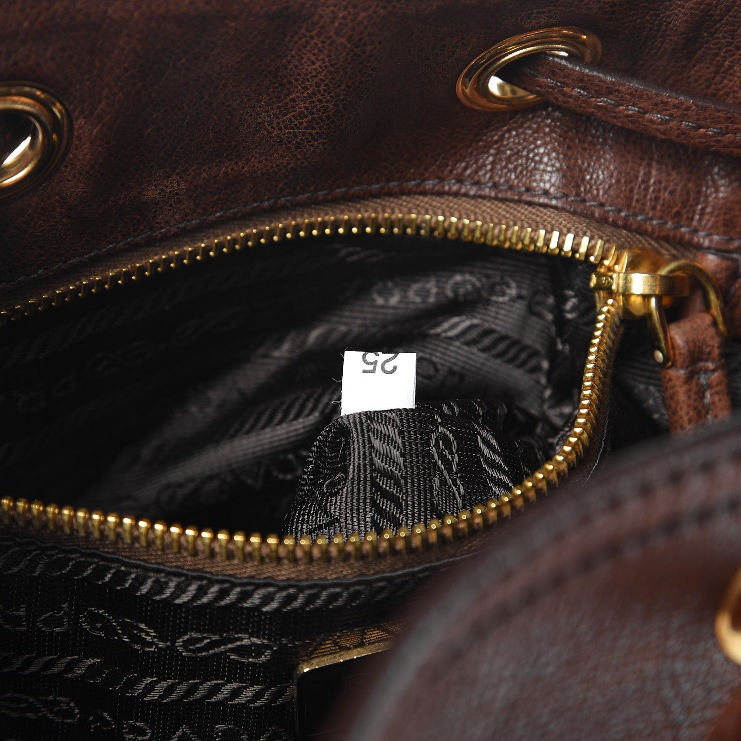 Prada Vitello Daino Drawstring Bucket Brown 7 of 10
