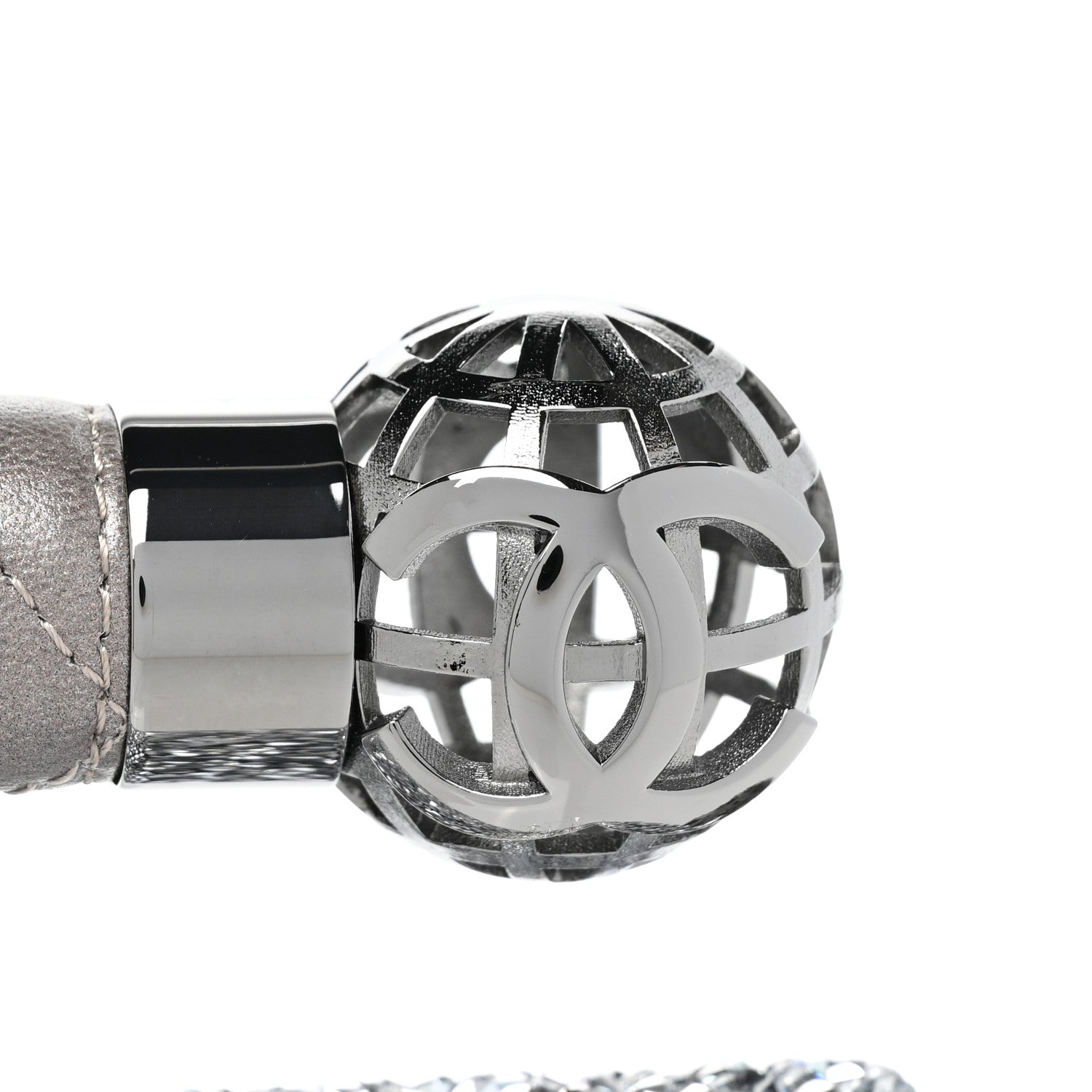 Chanel Crystal Satin Metal Handle Evening Clutch Silver 8 of 8