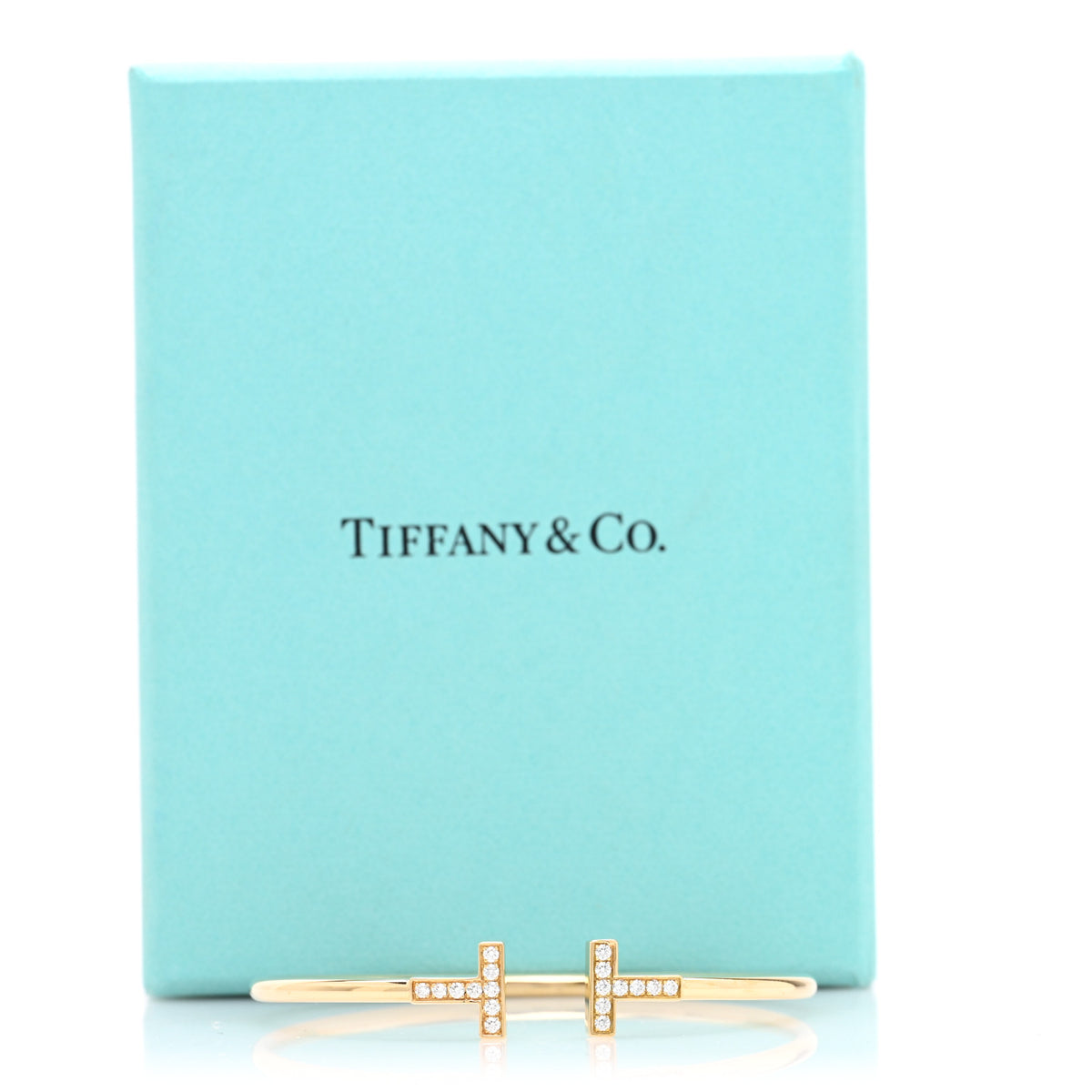 Tiffany 18K Yellow Gold Diamond T Wire Bracelet 4 of 4