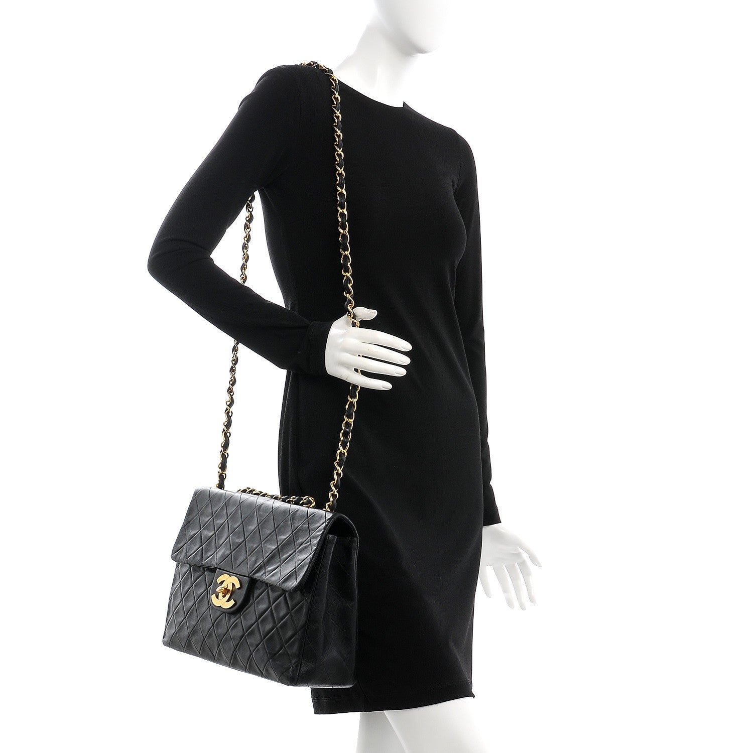 Chanel Lambskin Quilted XL Jumbo Single Flap Black 2 of 13