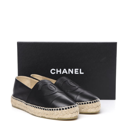 Chanel Lambskin CC Espadrilles 38 Black 10 of 10