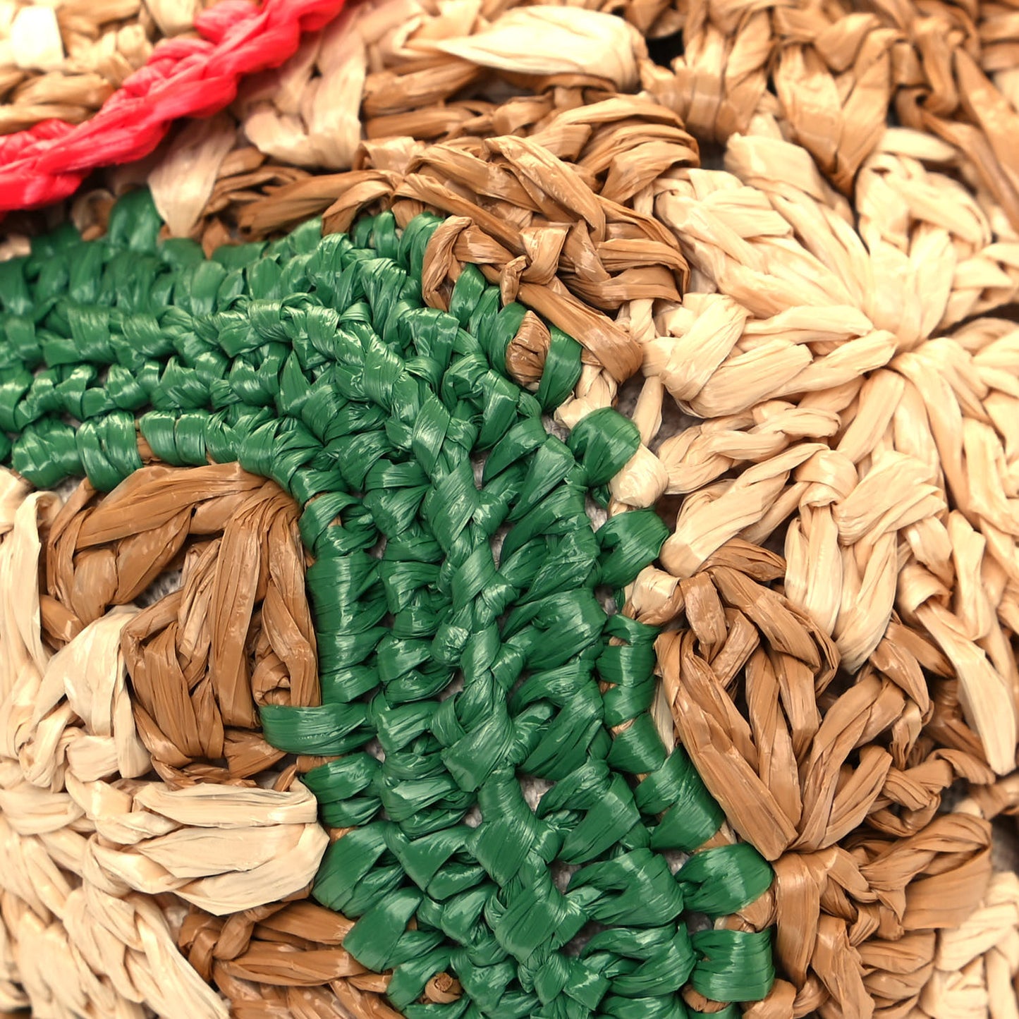Raffia Azalea Calfskin Crochet Flower Small GG Marmont Shoulder Bag Natural Ecru Green Red New Shamarock