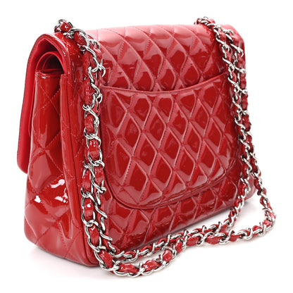 Chanel Patent Quilted Jumbo Double Flap Red 3 of 13
