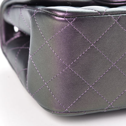 Chanel Iridescent Lambskin Quilted Mini Square Flap Dark Purple 9 of 10