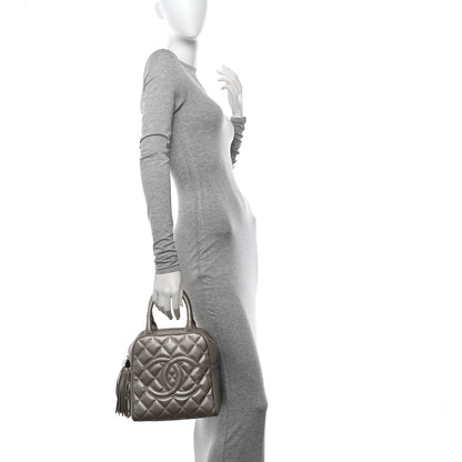 Chanel Metallic Caviar Quilted Vertical Bowler Light Gold 2 of 11