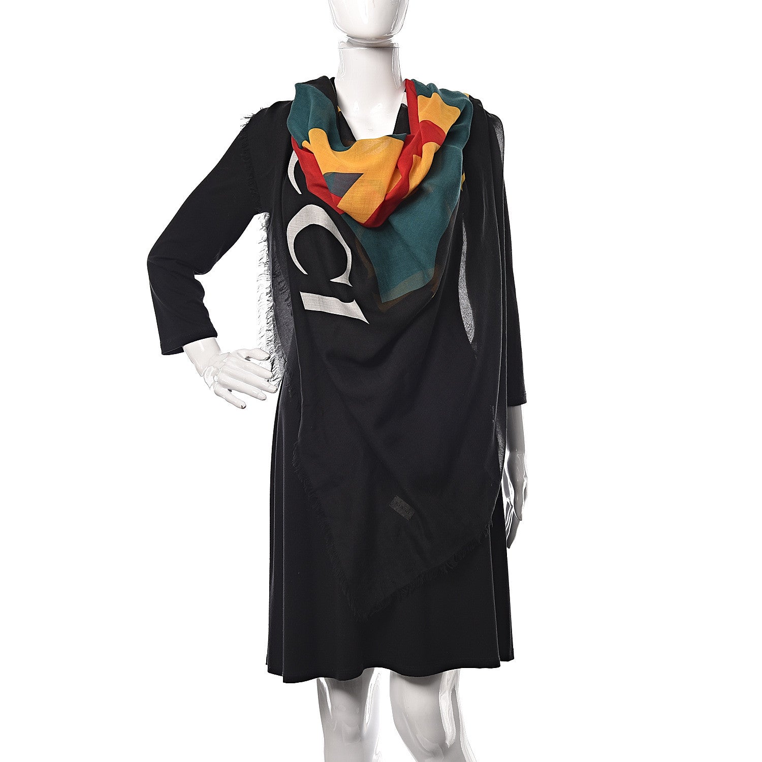 Gucci Modal Silk Logo Square Scarf Black 2 of 4