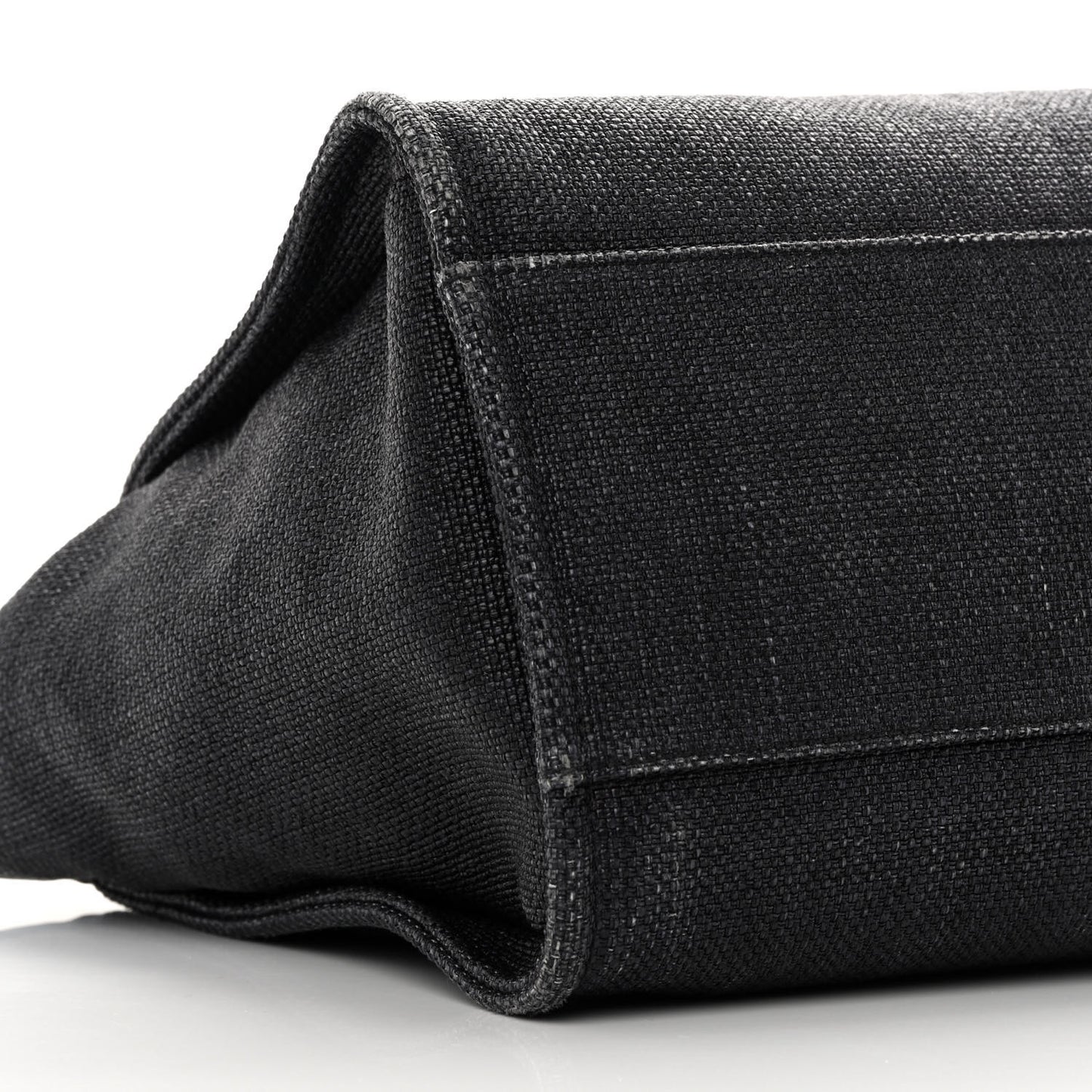 Woven Straw Raffia Large Deauville Tote Black