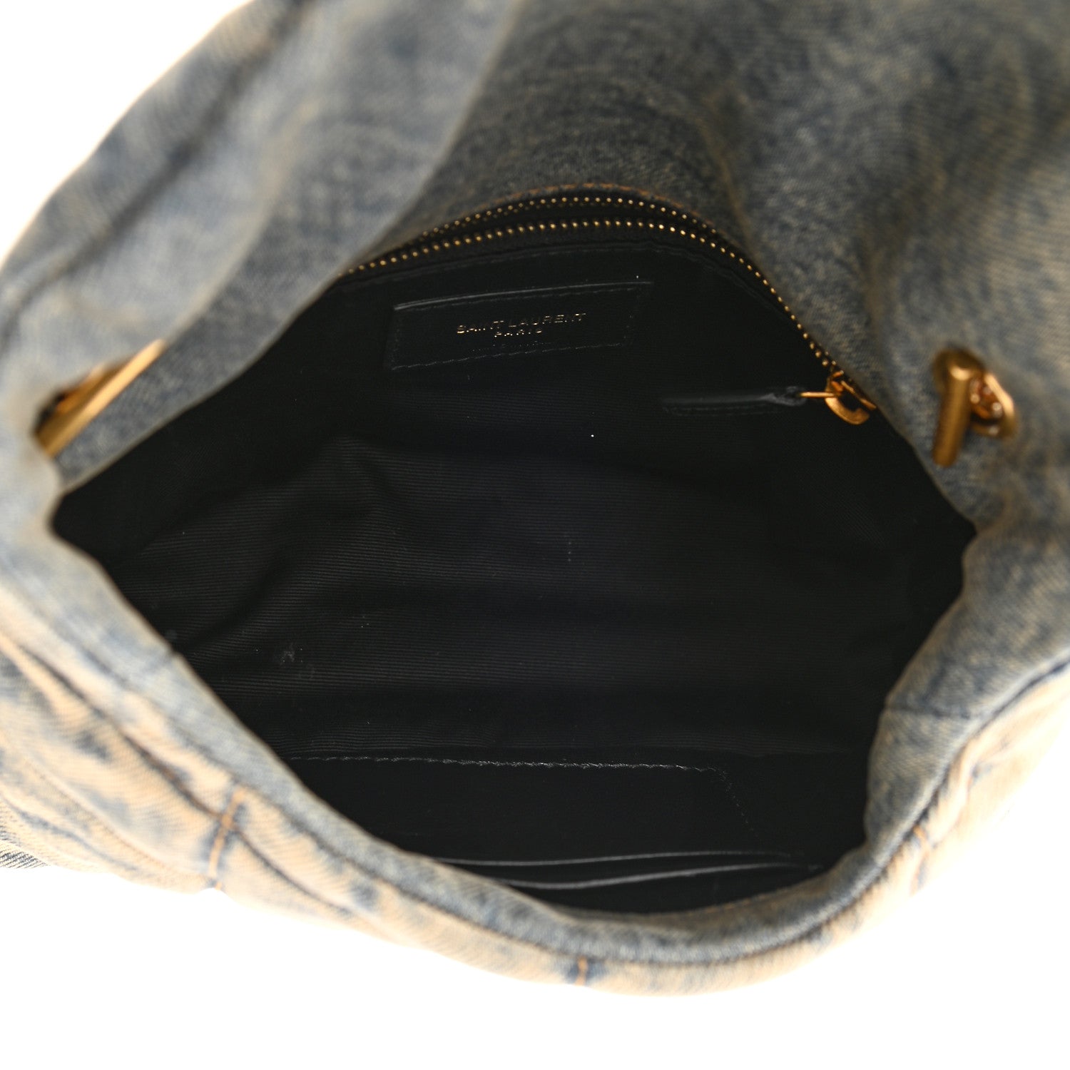 Saint Laurent Denim Quilted Toy Loulou Puffer Monogram Chain Satchel Rodeo Blue 4 of 7