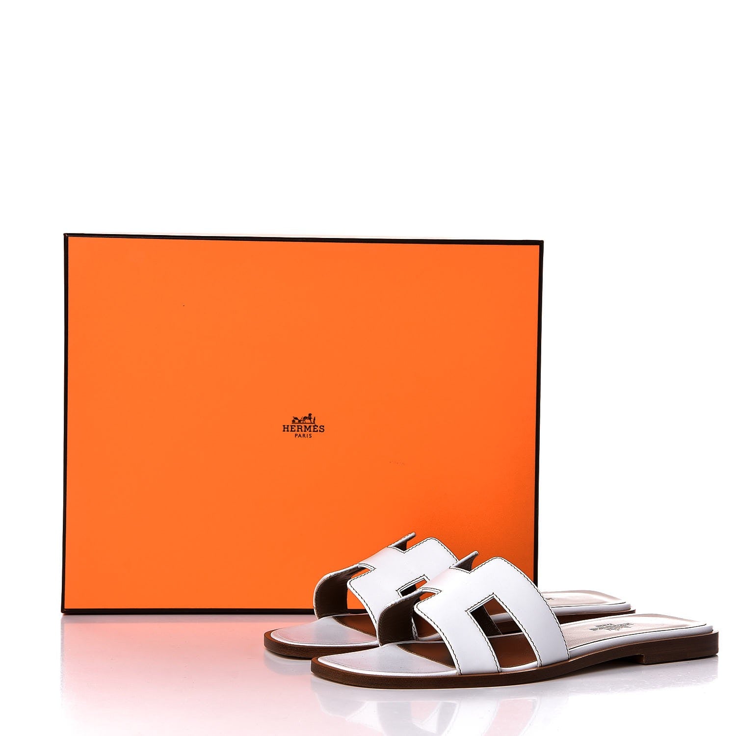 Hermes Box Calfskin Oran Sandals 36.5 White 9 of 9