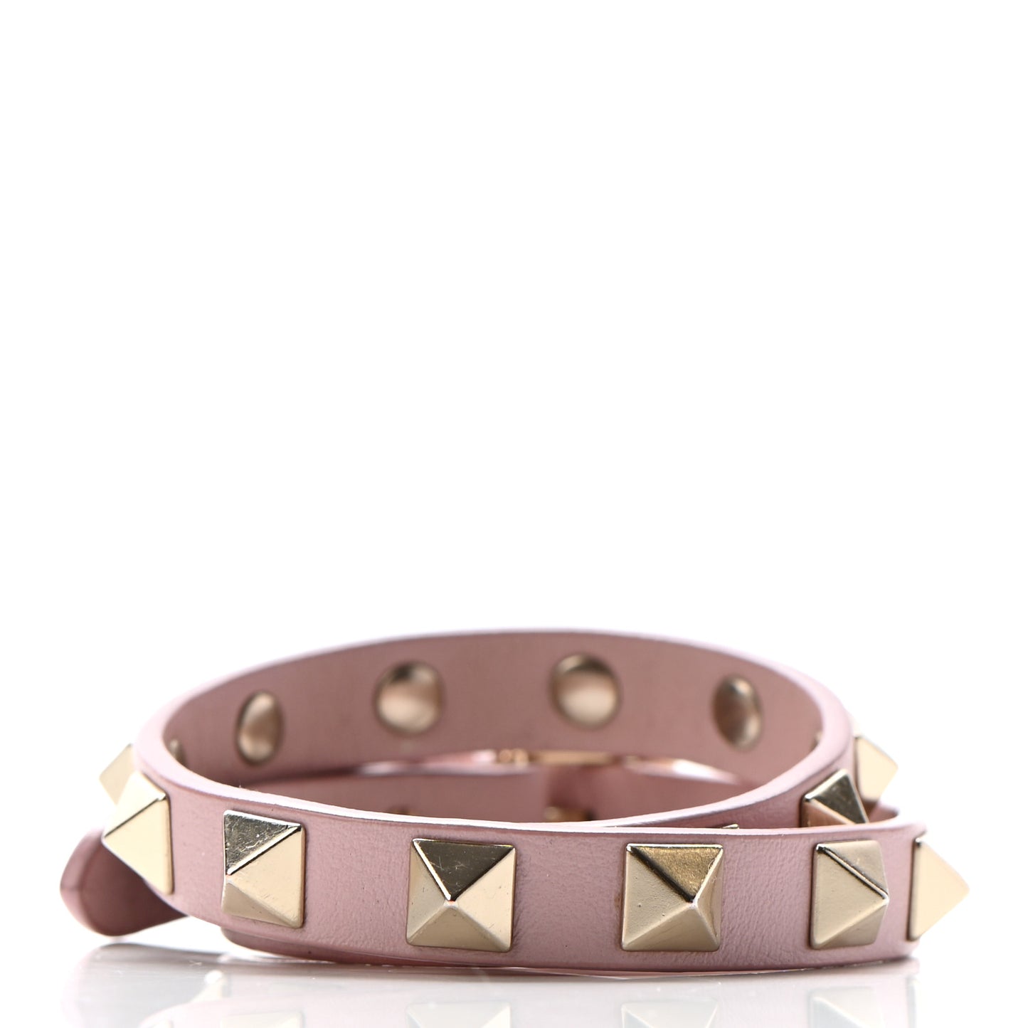 Vitello Rockstud Double Wrap Bracelet Poudre