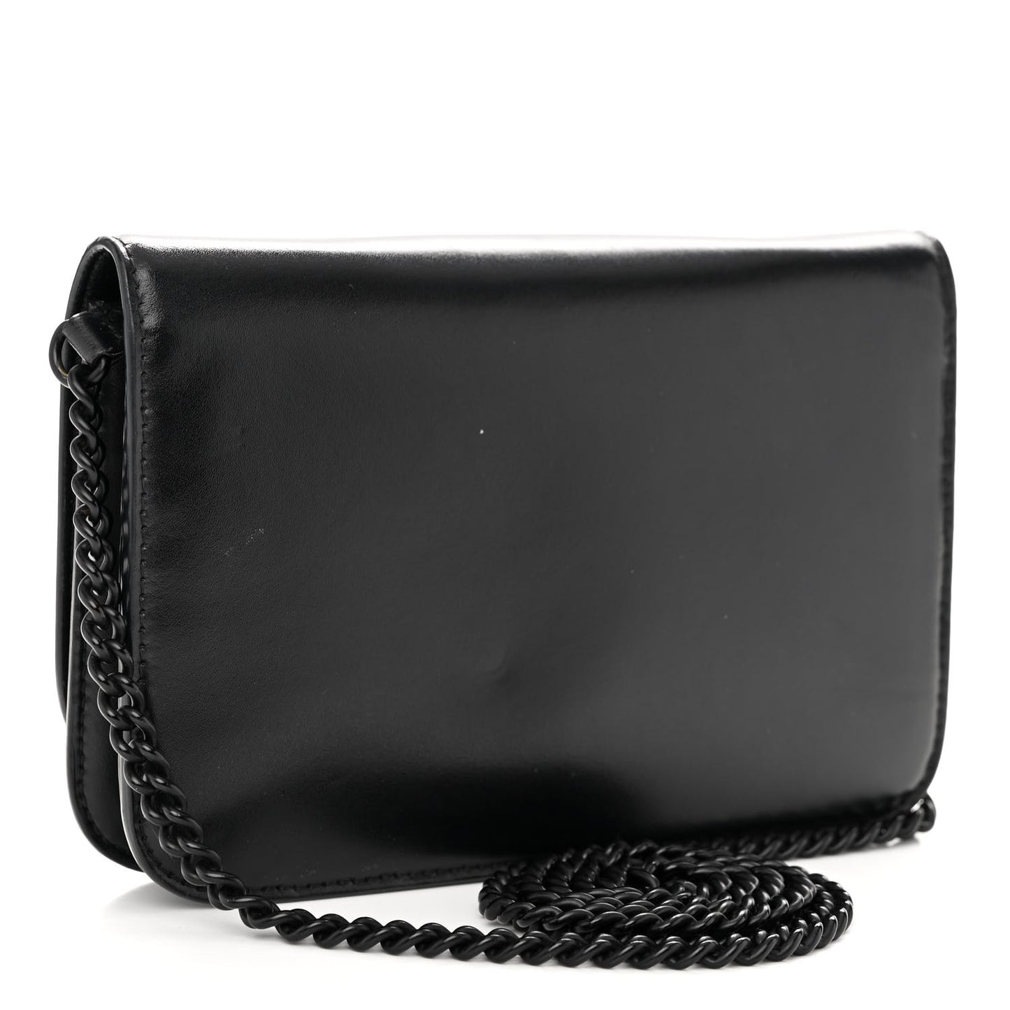 Smooth Calfskin B Wallet on Chain Black