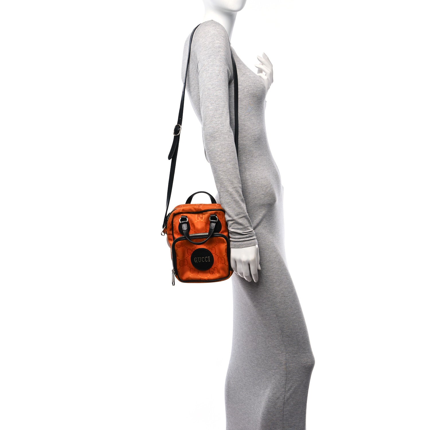Gucci Econyl Nylon Monogram Off The Grid Shoulder Bag Carrot Orange Black 2 of 14