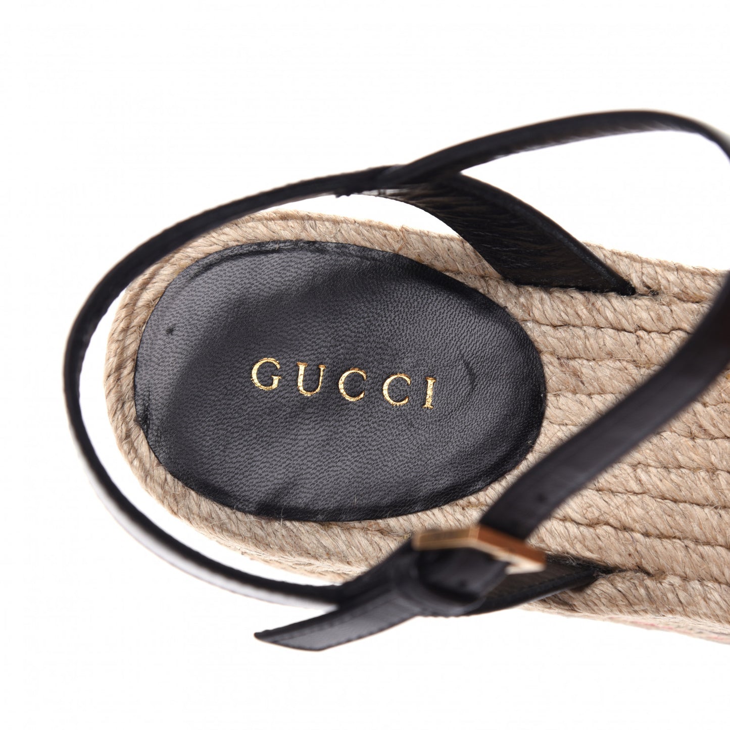 Cotton Malaga Kid Crochet Pearly GG Lilibeth Espadrille Platform Sandals 37.5 Black