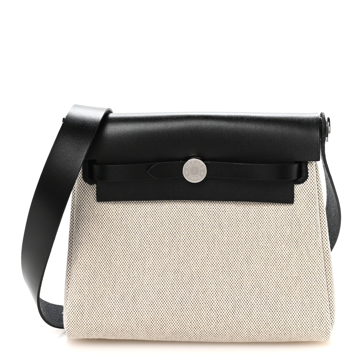 Hermes Toile H Vache Hunter Herbag Zip Retourne 20 Ecru Amande Black 1 of 11