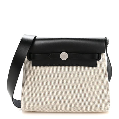 Hermes Toile H Vache Hunter Herbag Zip Retourne 20 Ecru Amande Black 1 of 11