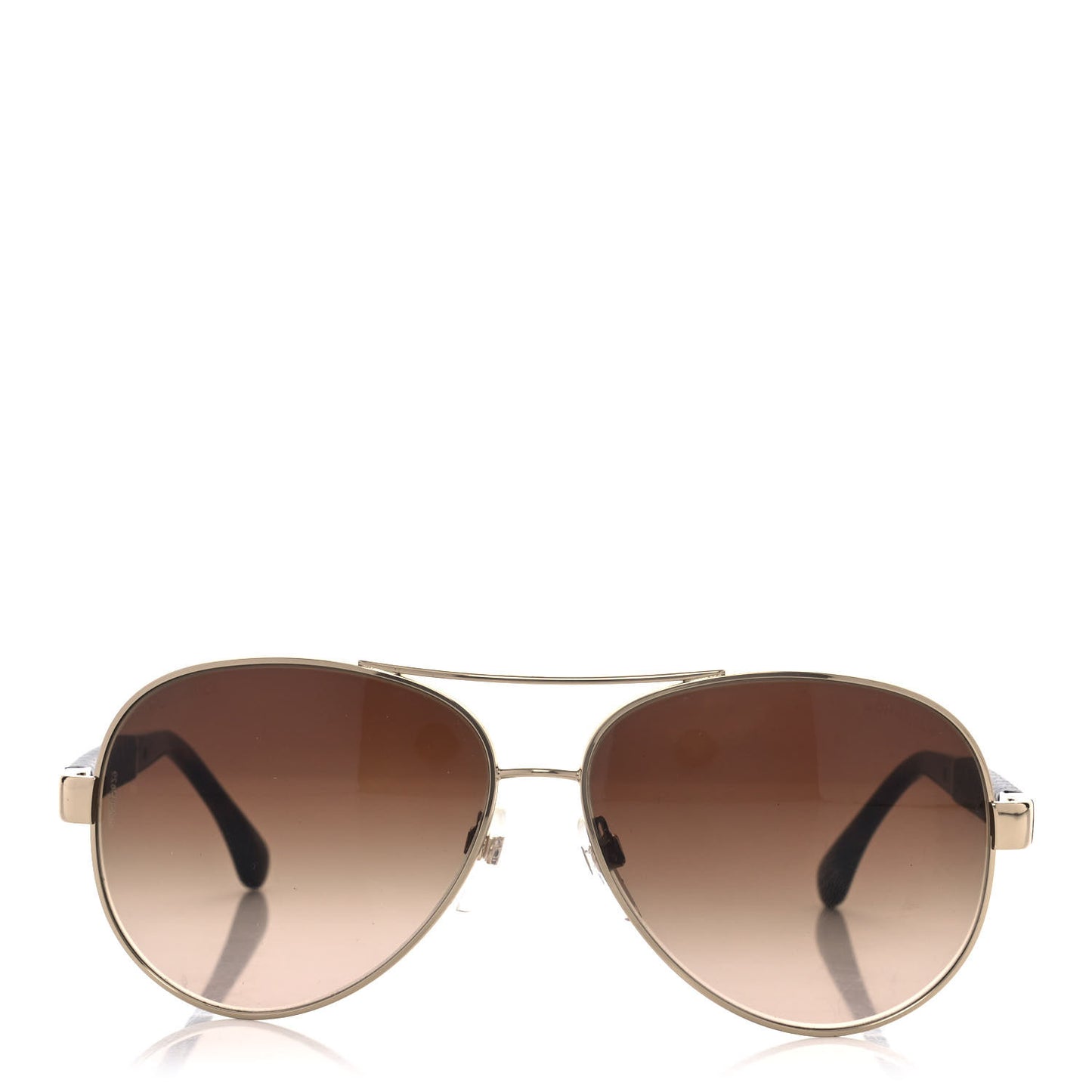 Lambskin Quilted CC Aviator Sunglasses Brown Gold