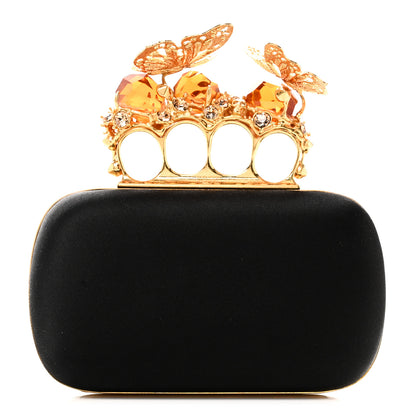Alexander McQueen Satin Butterfly Knuckle Duster Box Clutch Black 1 of 13