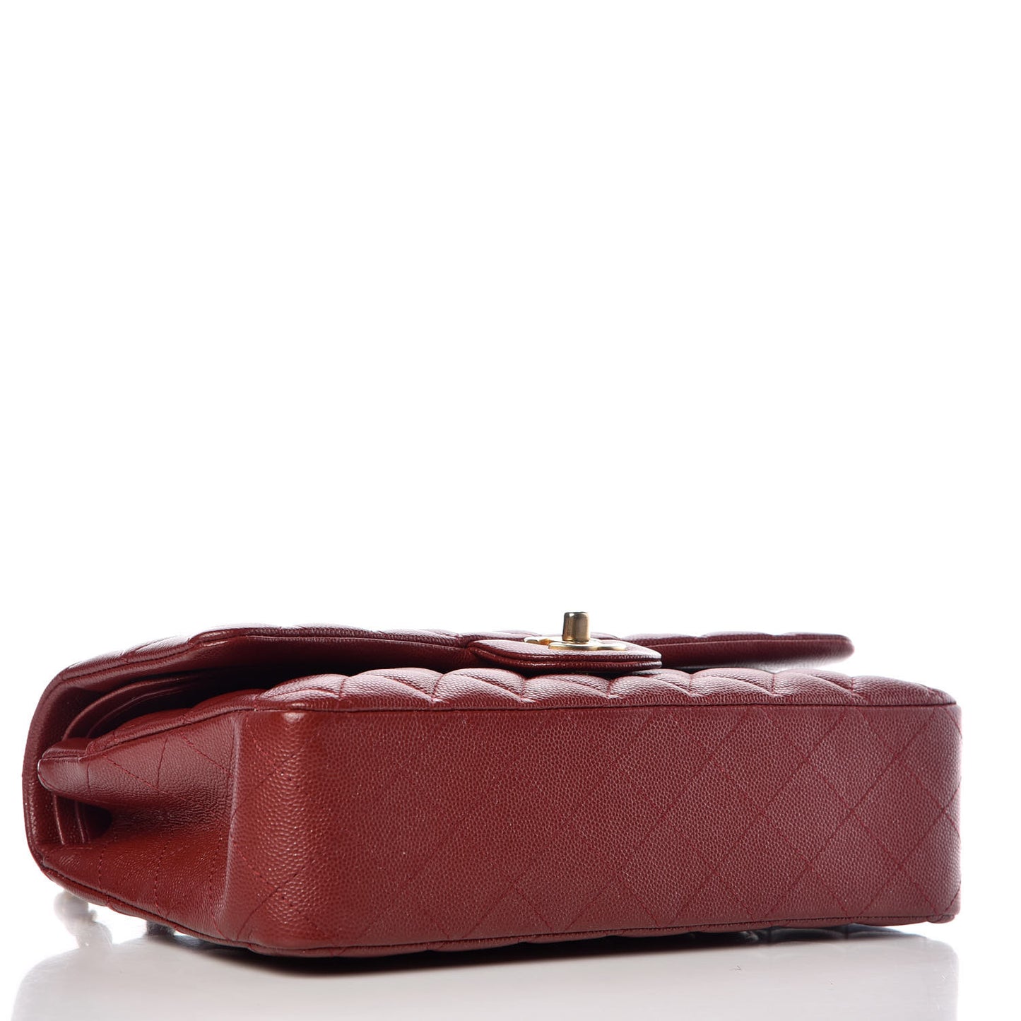 Iridescent Caviar Quilted Medium Double Flap Burgundy