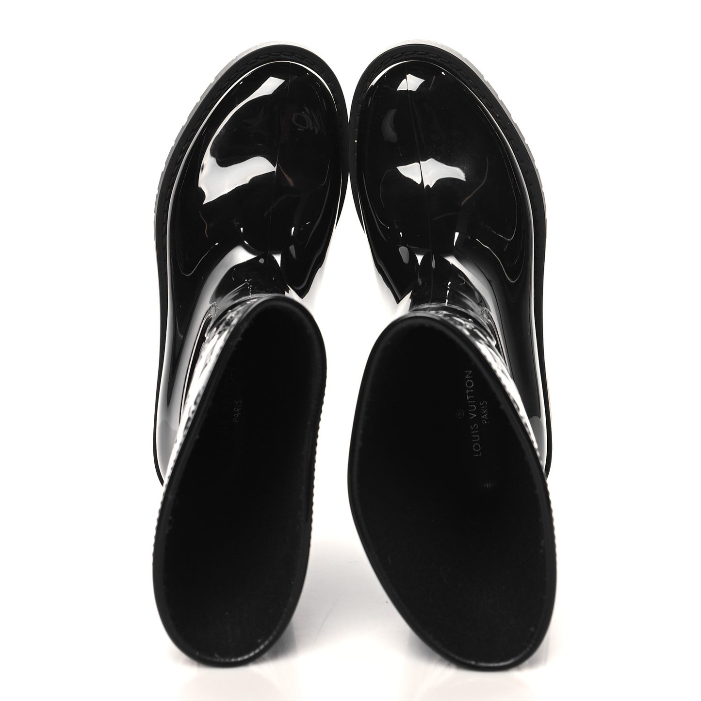 Rubber Embossed Monogram Splash Rain Short Boots 36 Black
