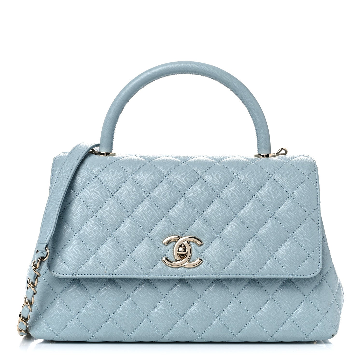 Chanel Caviar Quilted Small Coco Handle Flap Light Blue 1 of 14