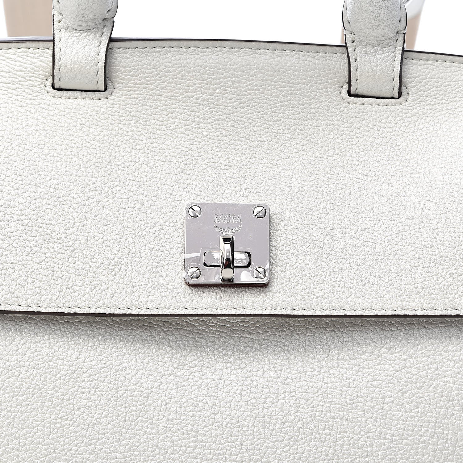 MCM Grained Calfskin Medium Milla Convertible Backpack White Flake 9 of 9