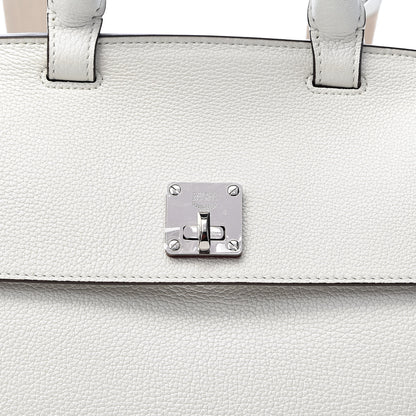MCM Grained Calfskin Medium Milla Convertible Backpack White Flake 9 of 9